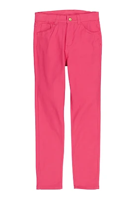 Girls Solid Pants, Pink, Size 10