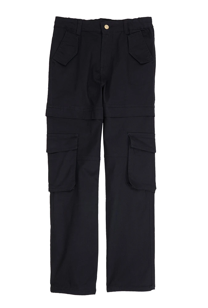 Girls Twill Straight Leg Utility Pants,