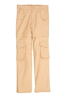 Girls Twill Straight Leg Utility Pants, Khaki, Size 7-8