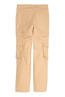 Girls Twill Straight Leg Utility Pants, Khaki, Size 7-8