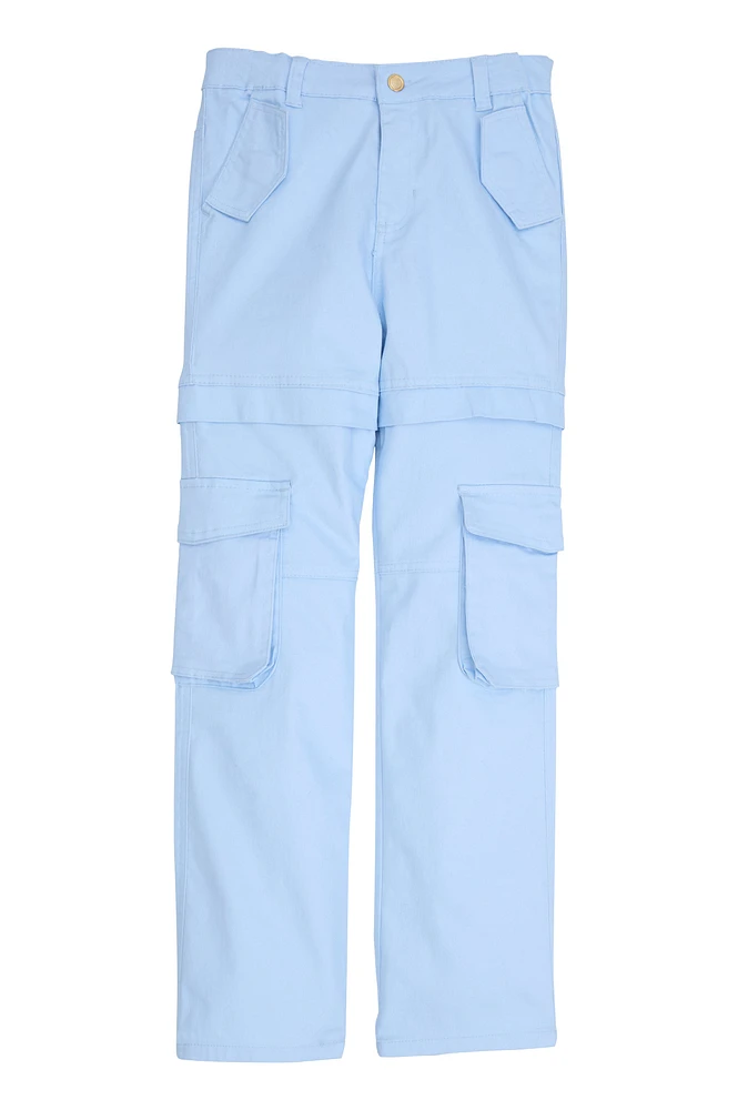 Girls Twill Straight Leg Utility Pants, 10