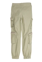 Girls Zip Pocket Caro Joggers, Khaki, Size 12