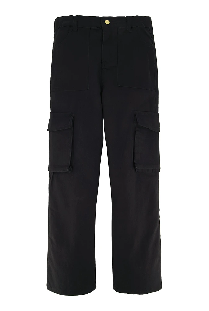 Girls Twill Straight Leg Cargo Pants,