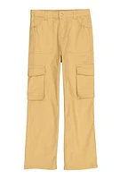 Girls Twill Straight Leg Cargo Pants, Khaki, Size 10