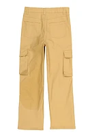 Girls Twill Straight Leg Cargo Pants, Khaki, Size 10