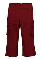 Girls Twill Straight Leg Cargo Pants, Burgundy, Size 10