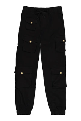 Girls Drawstring Cargo Joggers,