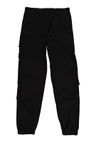 Girls Drawstring Cargo Joggers, Black,