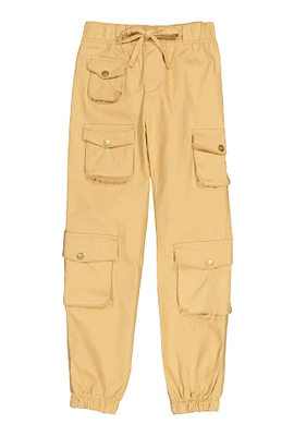 Girls Drawstring Cargo Joggers,