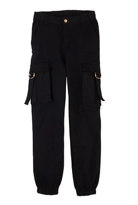 Girls Twill Buckle Cargo Joggers,