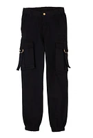 Girls Twill Buckle Cargo Joggers,