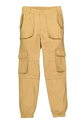 Girls Flap Pocket Cargo Sweatpants, Khaki, Size 10