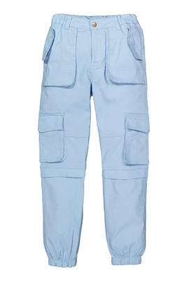 Girls Flap Pocket Cargo Sweatpants, Blue, Size 10