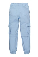 Girls Flap Pocket Cargo Sweatpants, Blue, Size 10