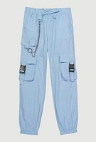 Girls Chain Detail Cargo Joggers, Blue, Size 10
