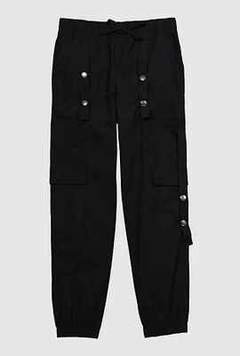 Girls Snap Button Detail Cargo Joggers,