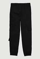 Girls Snap Button Detail Cargo Joggers, Black, Size 10