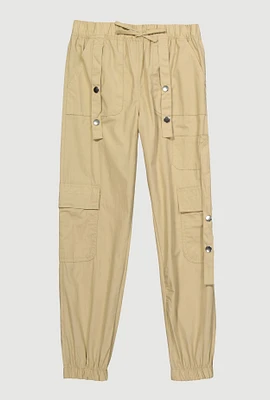 Girls Snap Button Detail Cargo Joggers,