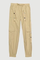 Girls Snap Button Detail Cargo Joggers,