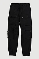 Girls D Ring Tabbed Cargo Joggers, Black, Size 12