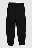 Girls D Ring Tabbed Cargo Joggers, Black, Size 12