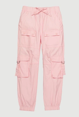 Girls D Ring Tabbed Cargo Joggers, Pink, Size 12