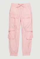 Girls D Ring Tabbed Cargo Joggers, Pink, Size 12