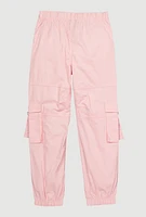 Girls D Ring Tabbed Cargo Joggers, Pink, Size 12