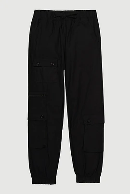 Girls Zip Detail Cargo Pocket Pants, Black, Size 14-16