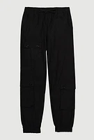 Girls Zip Detail Cargo Pocket Pants, Black, Size 14-16