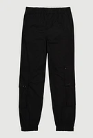 Girls Zip Detail Cargo Pocket Pants, Black, Size 14-16