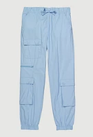 Girls Zip Detail Cargo Pocket Pants, Blue, Size 7-8