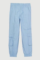 Girls Zip Detail Cargo Pocket Pants, Blue, Size 7-8