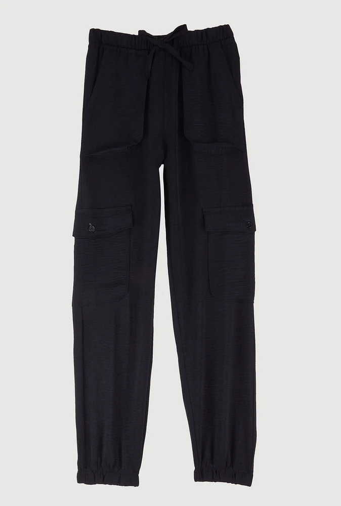 Girls Crepe Knit Cargo Joggers,
