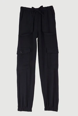 Girls Crepe Knit Cargo Joggers,
