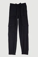 Girls Crepe Knit Cargo Joggers,