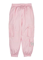 Girls Nylon Cargo Jogger Pants, Pink, Size 7-8
