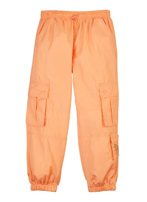 Girls Nylon Cargo Jogger Pants, Orange, Size 10-12