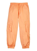 Girls Nylon Cargo Jogger Pants, Orange, Size 14-16