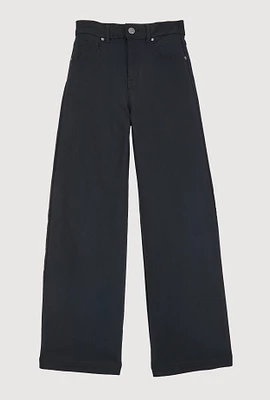 Girls Hyperstretch Wide Leg Pants, Black, Size 7-8