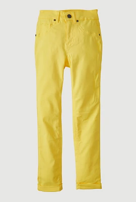 Girls Hyperstretch Slim Leg Pants, Yellow, Size 14