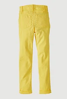 Girls Hyperstretch Slim Leg Pants, Yellow, Size 14