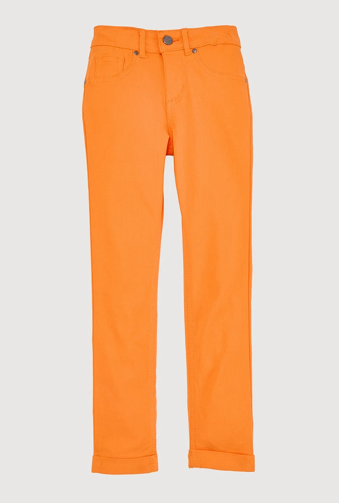 Girls Hyperstretch Slim Leg Pants, Orange,