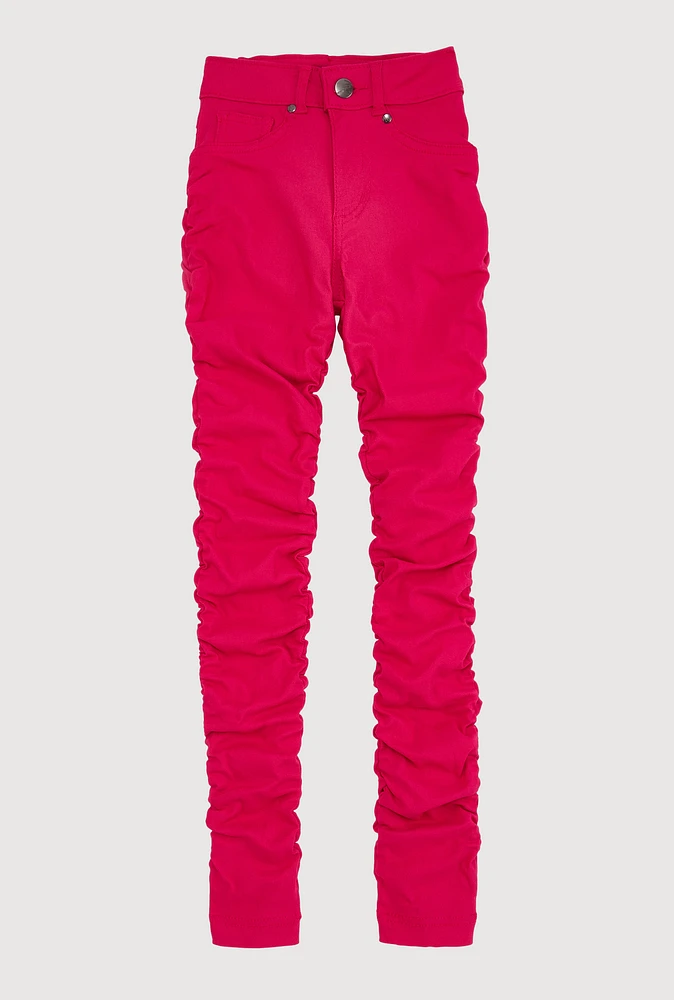 Girls Hyperstretch Stacked Pants, Pink, Size 14