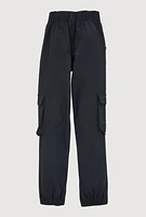 Girls Hyperstretch Cargo Joggers, Black, Size 7-8