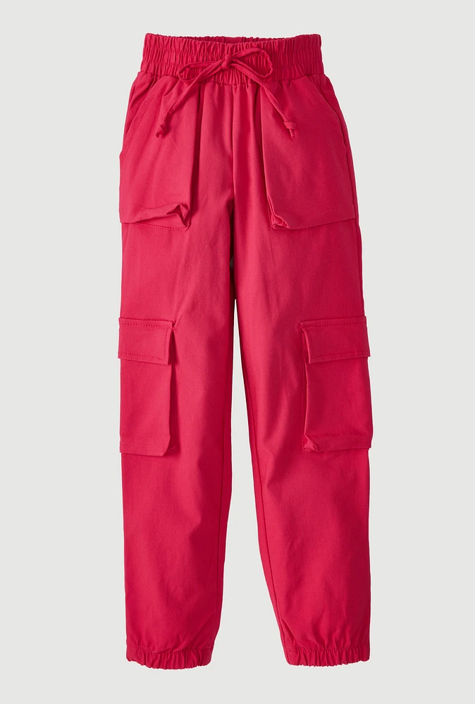 Girls Hyperstretch Cargo Joggers, Pink,