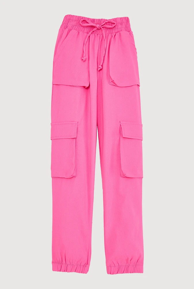 Girls Hyperstretch Cargo Joggers, Pink,