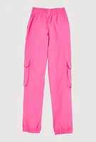 Girls Hyperstretch Cargo Joggers, Pink, Size 7-8