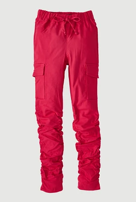 Girls Hyperstretch Stacked Cargo Pants, Pink, Size 7-8