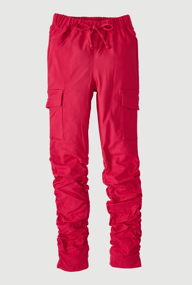 Girls Hyperstretch Stacked Cargo Pants, Pink, Size 16